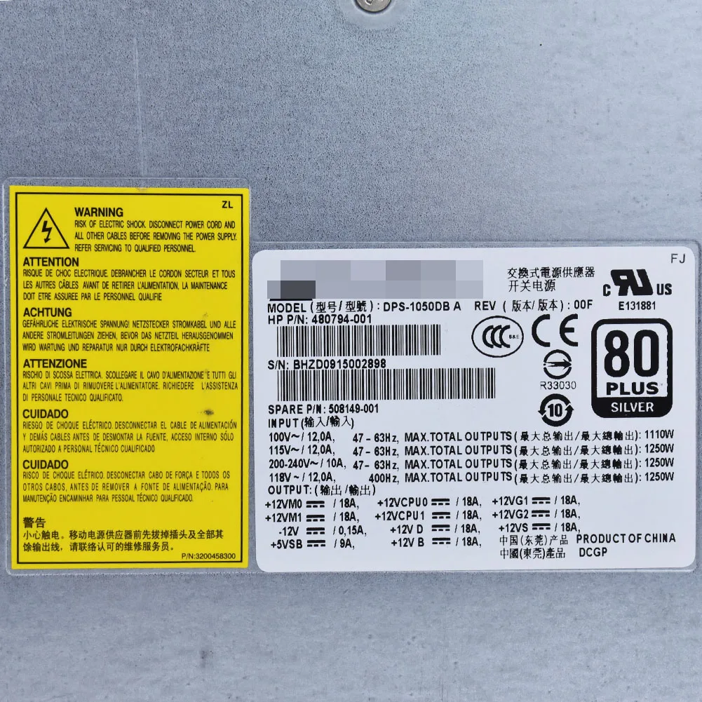 Для HP Z800 сервера Мощность 1250W DPS 1050DB в 508149 001 аккумулятор большой емкости 480794 003