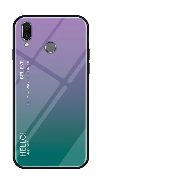 Фиолетовый Чехол для телефона для Meizu Note 9 Чехол s Meizu Note9 чехол градиентное закаленное стекло Shockprof Мягкий силиконовый чехол-рамка для Meizu M9 Note - Цвет: Фиолетовый