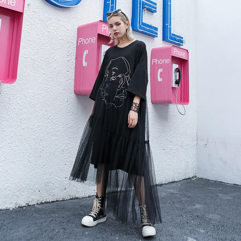 Вышивка Тюль пряный платье лицо Oversize лето девушка сетки платья Для женщин Элегантный Костюмы корейский LT453S50