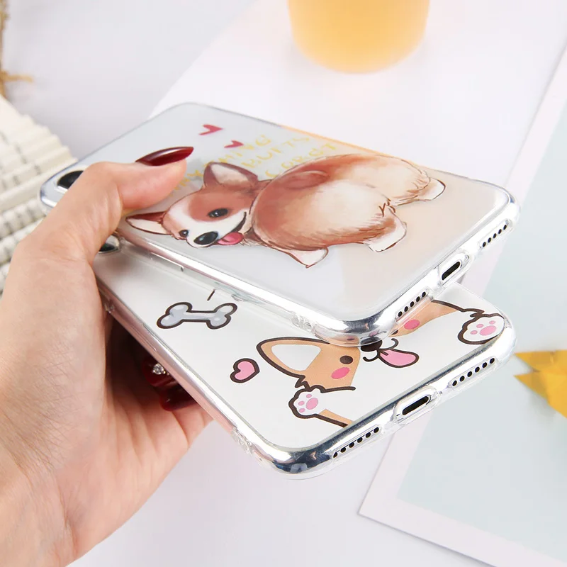 Lovebay прозрачный чехол с животными корги для iPhone 6 6S 7 8 Plus X XS XR XS Max 5 5S SE прозрачные чехлы для телефона собаки мягкая задняя крышка из ТПУ