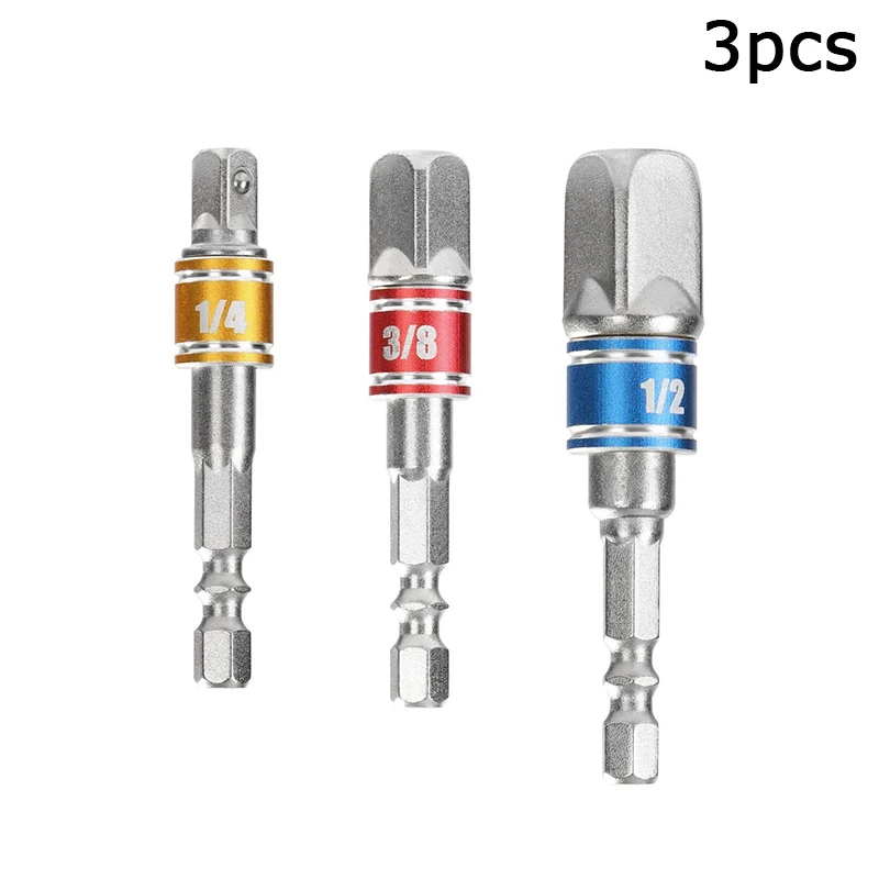 Type-3pcs 1/" 3/8" 1/" адаптер для конвертера с шестигранным хвостовиком, ударный адаптер, набор драйвера, удлинитель для сверла, торцевой ключ, аксессуары для инструментов - Цвет: Type-3pcs