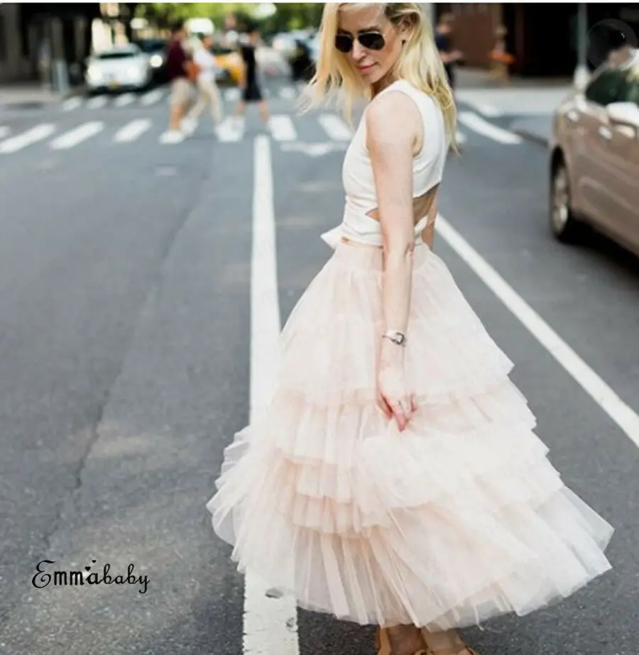 Женская Длинная пляжная юбка с оборками кружевная многоярусная макси в стиле