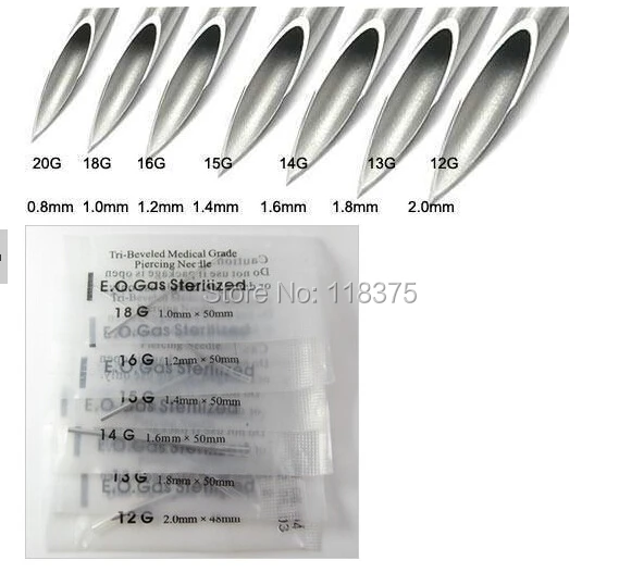 Бесплатная доставка Pro 100 шт./лот стерильная ассорти размер пирсинг иглы разных