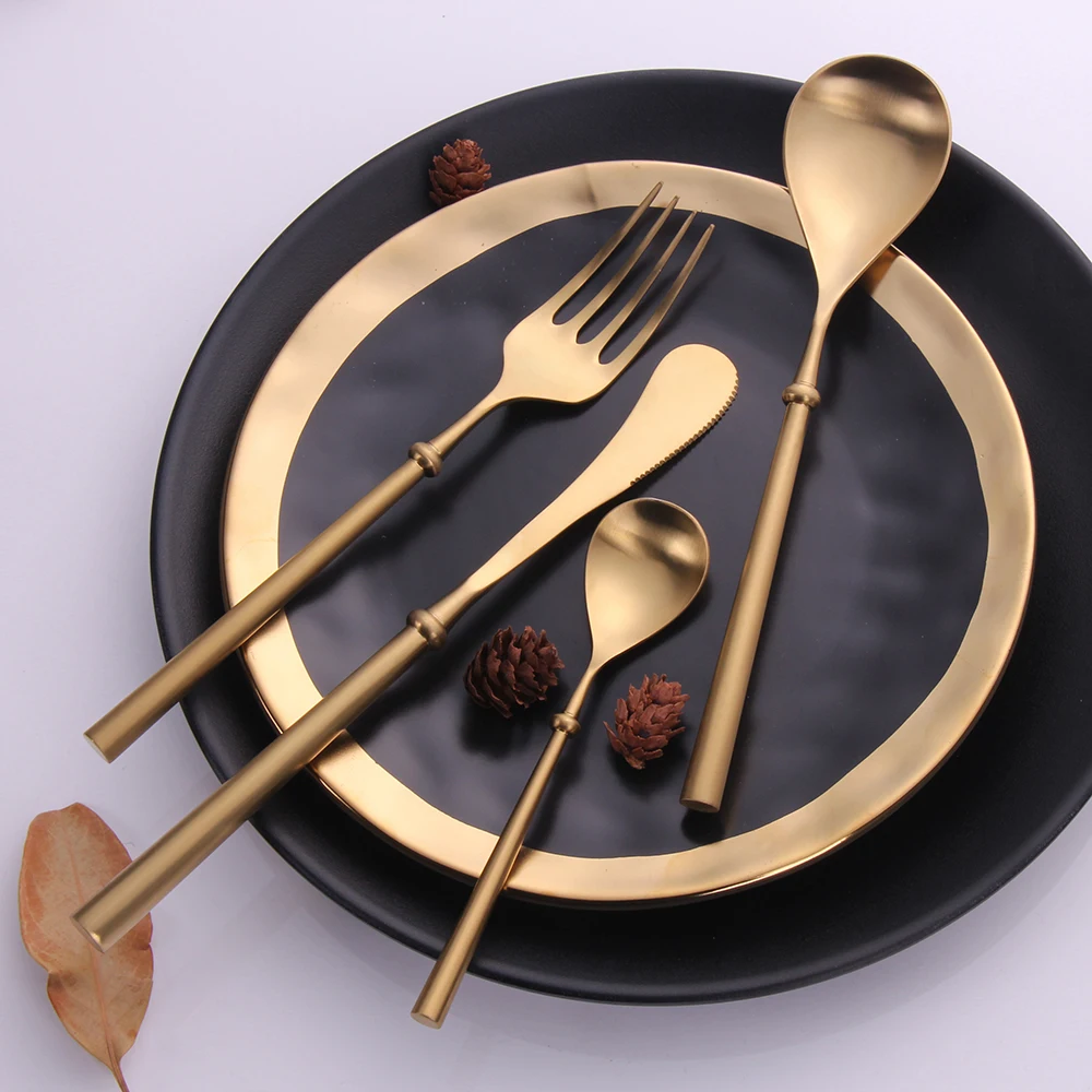 Горячая Распродажа 4 штуки Золотая посуда из нержавеющей стали 304 западные