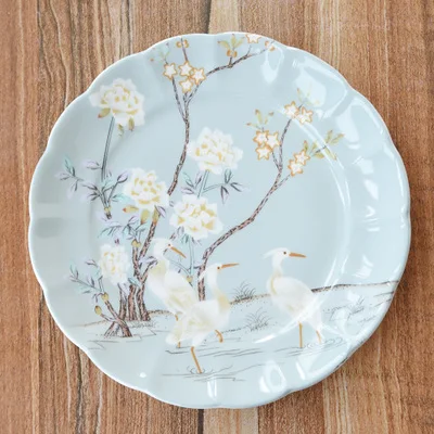

English Snack Breakfast Salad Fruit Plate High-grade Bone China Western Steak Plate European Creative Afternoon Tea Tableware