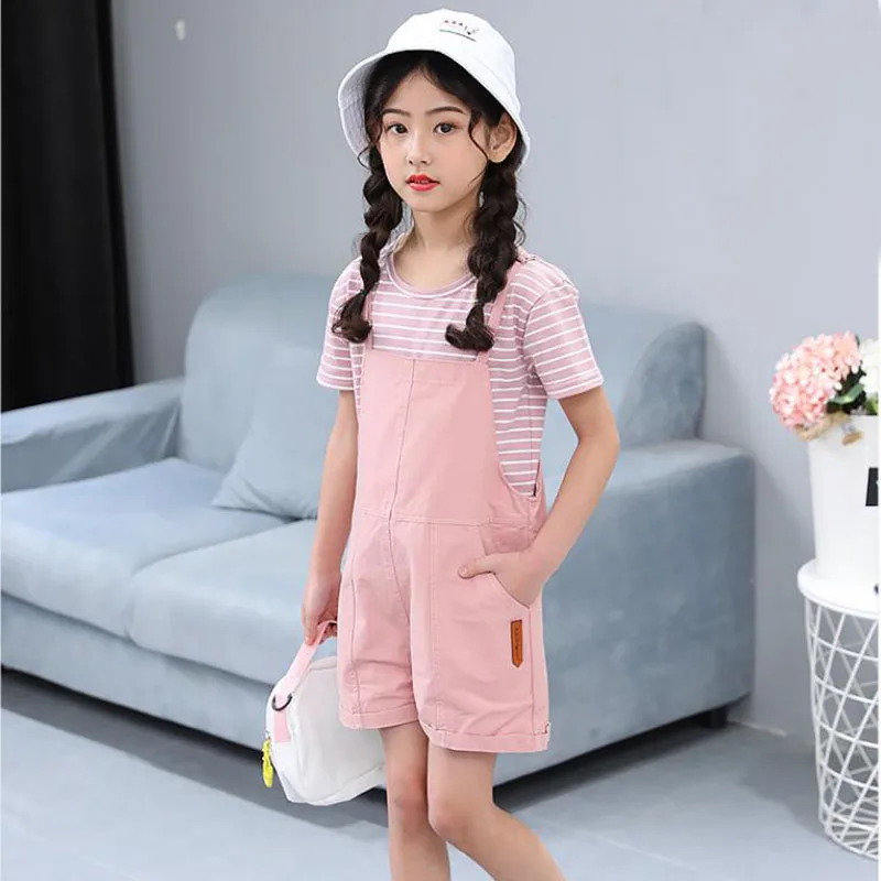 Детская одежда Новинка 2019 года детский летний комплект в полоску с короткими