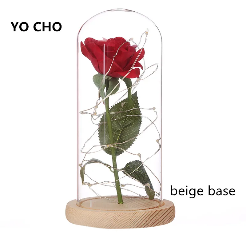beige base YO CHO Искусственные цветы Пластиковые искусственные розы ветка в колбе для свадебных подарков рождественские украшения для дома Porte Silk Flore - Цвет: beige base