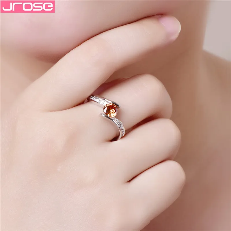JROSE Новый Обычный дизайн Φ 925 ювелирные изделия Женское кольцо цвета шампанского