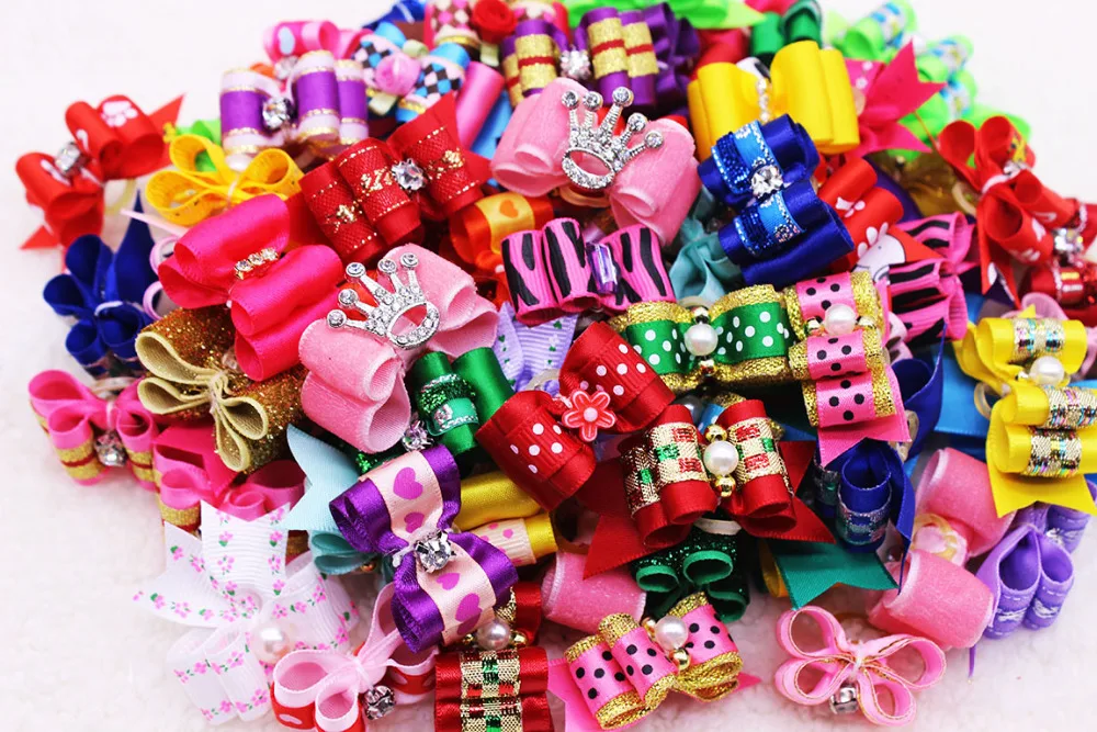 30 шт. нижнее белье смешанного дизайна для домашних животных банты собак с Стразы