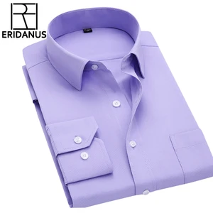 Мужская приталенная рубашка, с длинным рукавом, однотонная, деловая, 4XL, M431, осень 2017