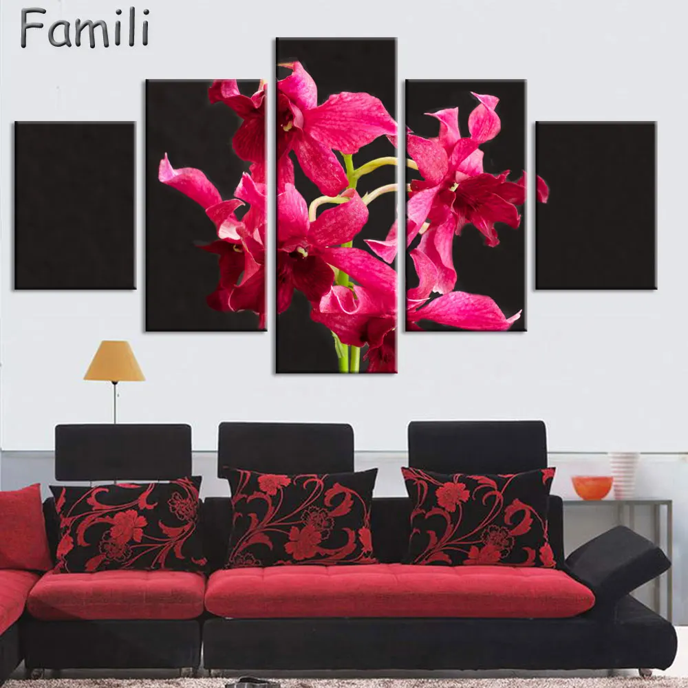 Картина маслом на холсте Орхидея 5 панелей без рамки|wall pictures|oil paintingcanvas oil painting |