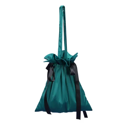 Плиссированная сумка ведро с кисточками и завязками для женщин через плечо из