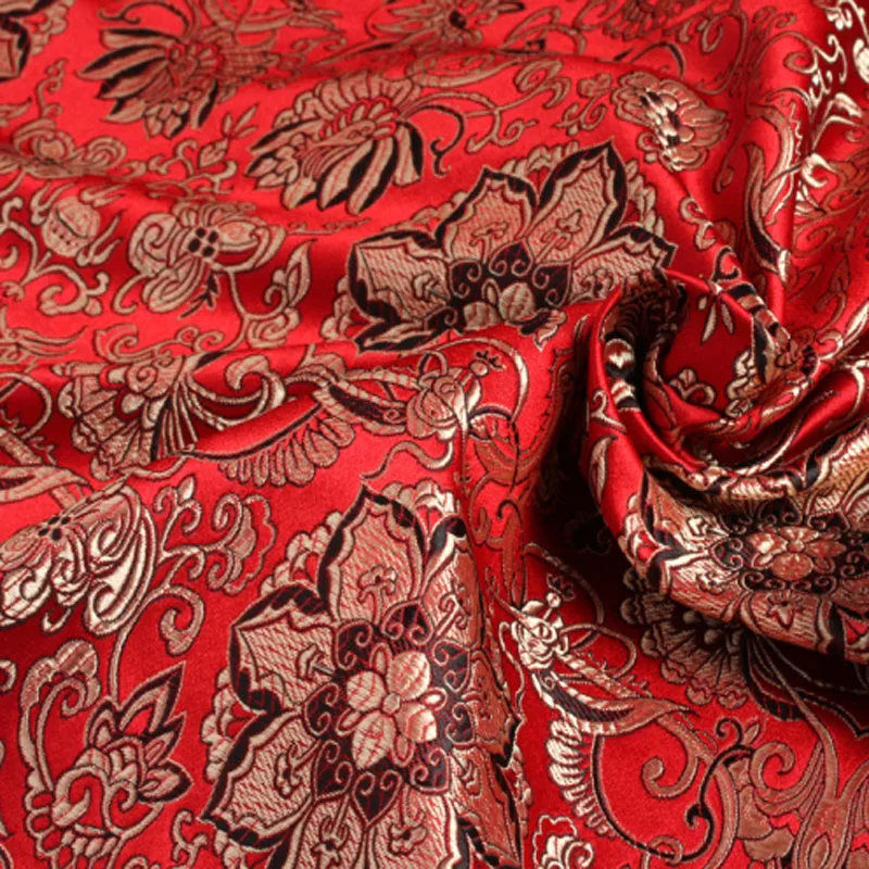 Традиционная красная Цветущая Цветочная жаккардовая ткань одежда 50x72 см костюм