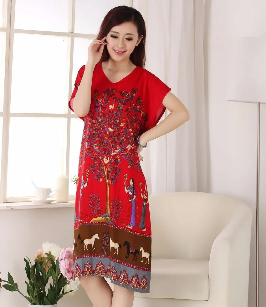 Новое поступление китайский женский хлопковый Халат Yukata Ночная сорочка Топы один размер цветок Nuisette Pijama Mujer X34026