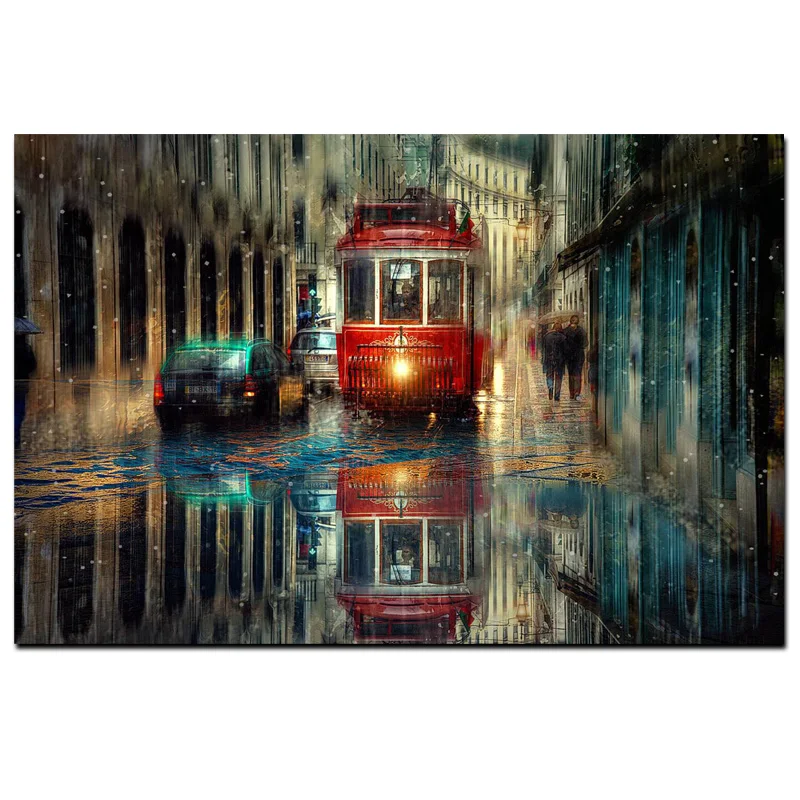 

Retro City Street Landscape Oil Painting On Canvas Art Posters And Prints Scandinavian Wall Picture Cudros Home Decoration