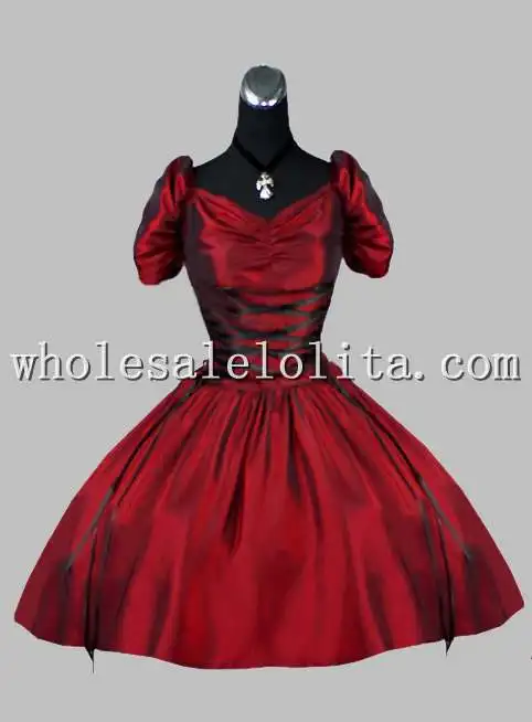 Готическое короткое платье винного цвета в викторианском стиле|victorian dress|dress dress