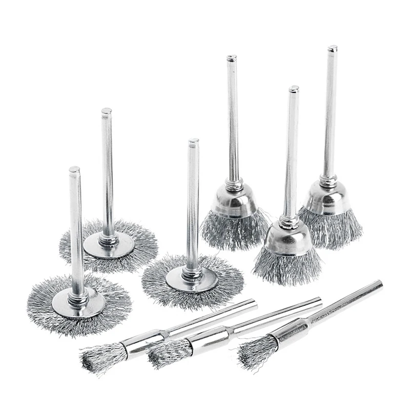 

9pcs Steel brush Wire wheel Brushes Die Grinder Rotary Tool Electric Tool for the engraver -H02 L15