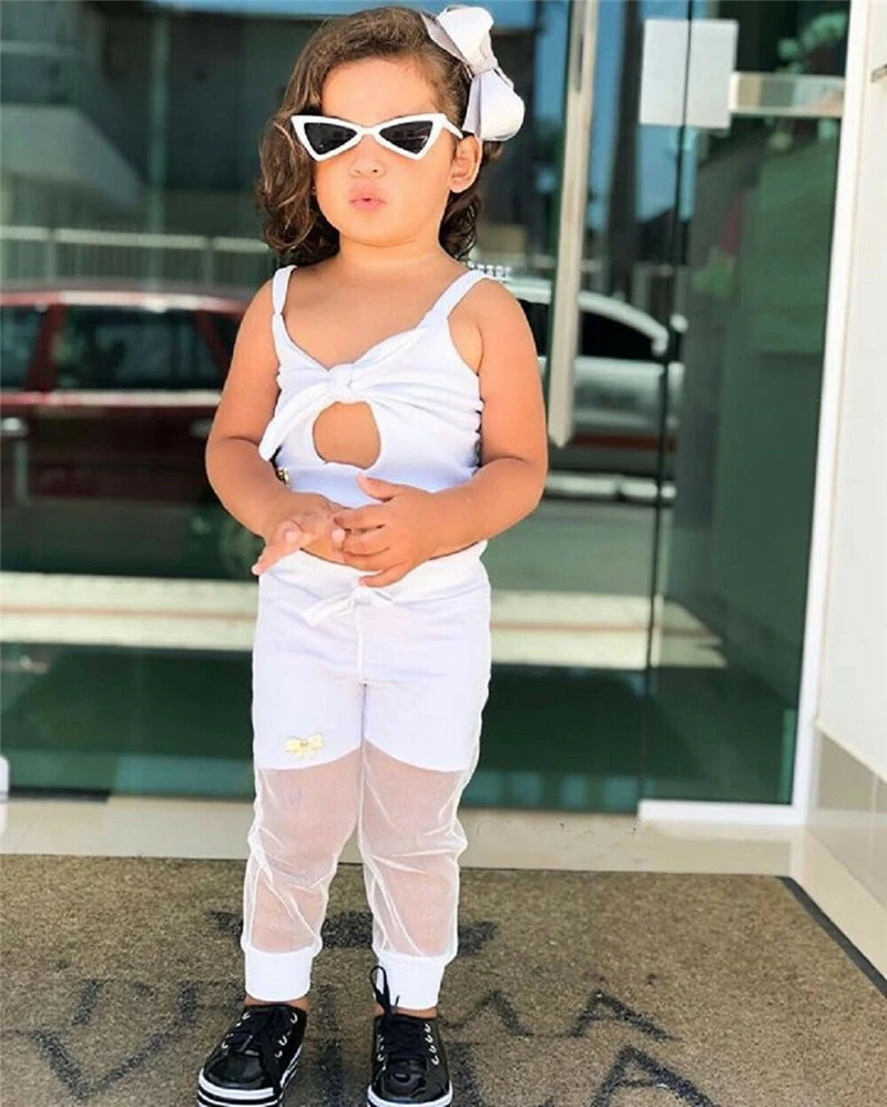 2 шт. жилет и длинные брюки для девочек без рукавов|Комплекты одежды девочек| |