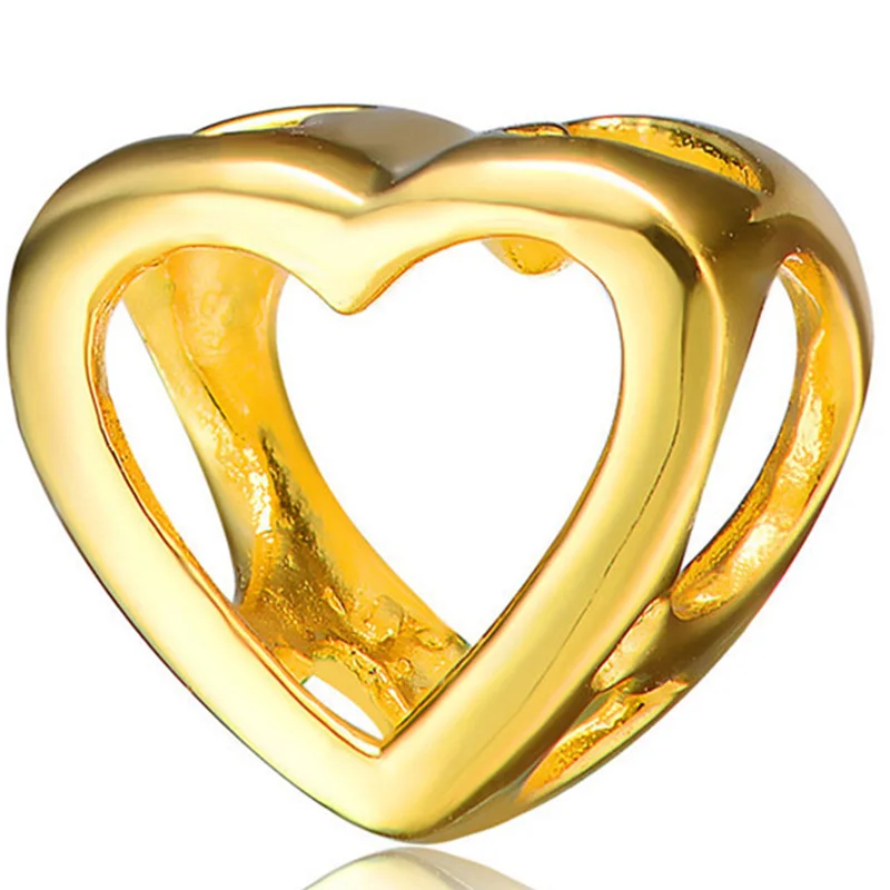 Aceworks 925 стерлингов цвет серебристый Золотой Цвет полые ажурные сердца Талисманы