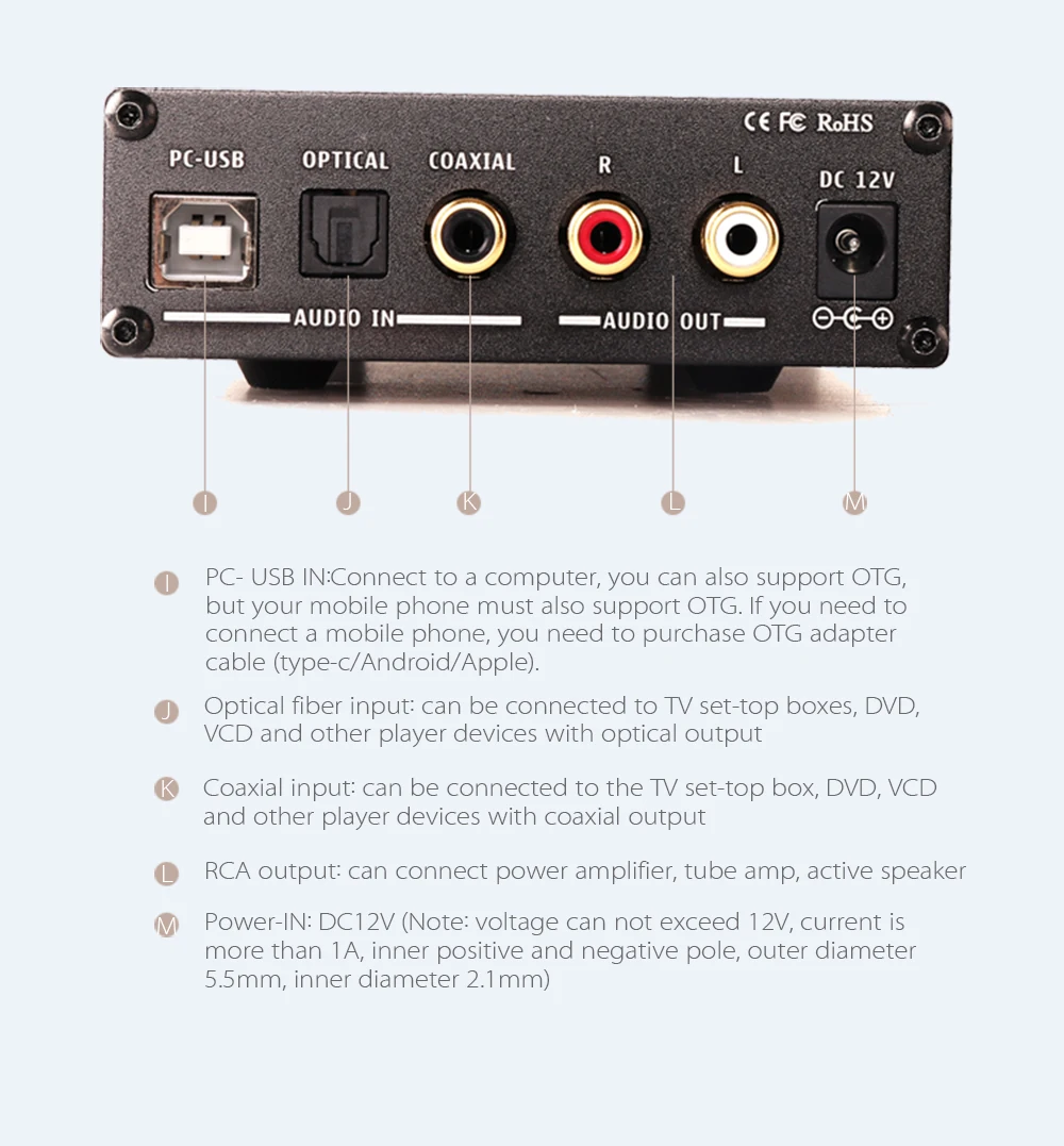 KGUSS DAC-K3 TPA6120 2,0 Мини HIFI USB DAC декодированный аудио усилитель для наушников 24BIT 192 кГц OPA2134 AMP DC12V