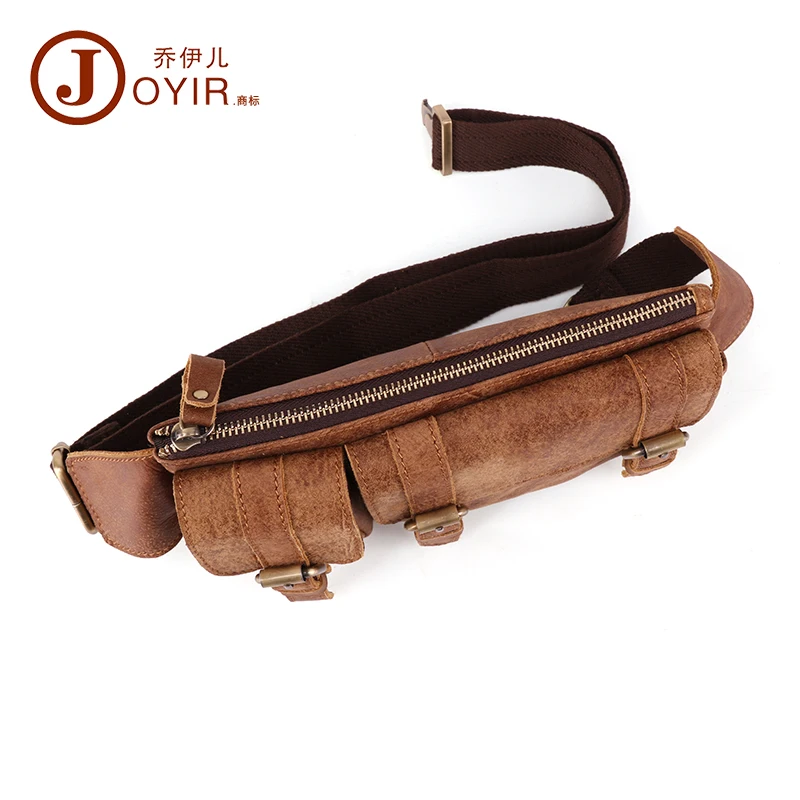 Мужская повседневная многофункциональная поясная сумка кожаная с откидным