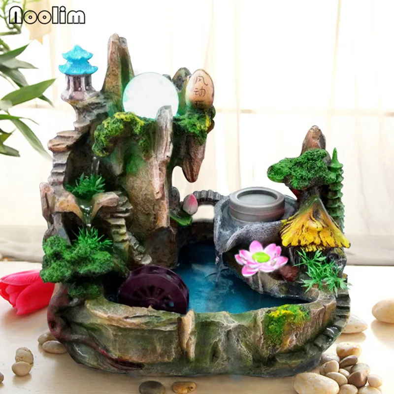 No Nebulizer Rockery Фонтан воды Лаки колеса воды ремесла бонсай фэн-шуй украшения домашний офис Декор креативный водный пейзаж увлажнитель - Цвет: No Nebulizer
