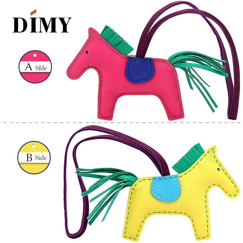 Latest fashion Genuine Leather Rodeo Pony Charm for women's Bag New Horse bag charm 2-side Bicolor PM 13*10 cheap purse charm