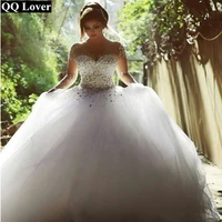 qq lover illusion pearls ball gown wedding dress 2021 wedding gowns