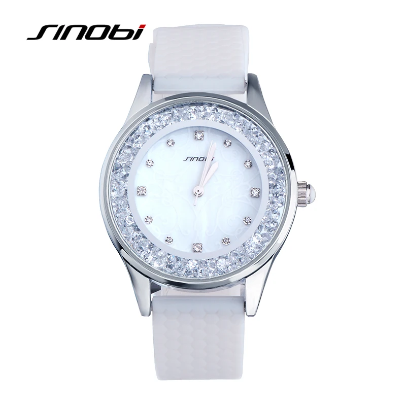 Женская Новая Мода Повседневная Горный Хрусталь Кварц Каучуковый Ремешок