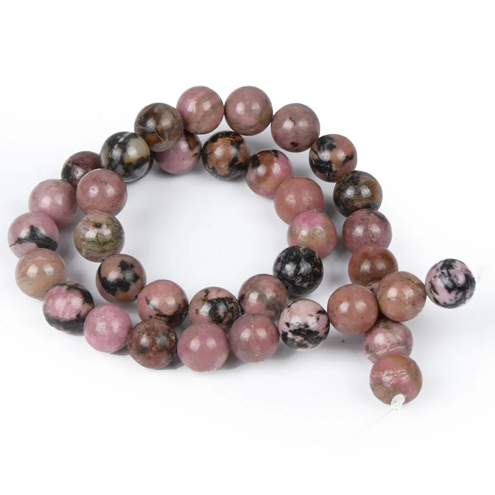 Бусины из черного родонита тяньшань 4 6 8 10 12 мм |