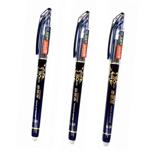 3Pcs dark blue 3/12 шт./компл. 0,38 мм стираемая ручка моющиеся ручки цвет синий, черный; большие размеры со стирающимися чернилами Шариковая ручка с заправляемым стержнем стержень для школы и офиса письменные канцелярские принадлежности - Цвет: 3Pcs dark blue