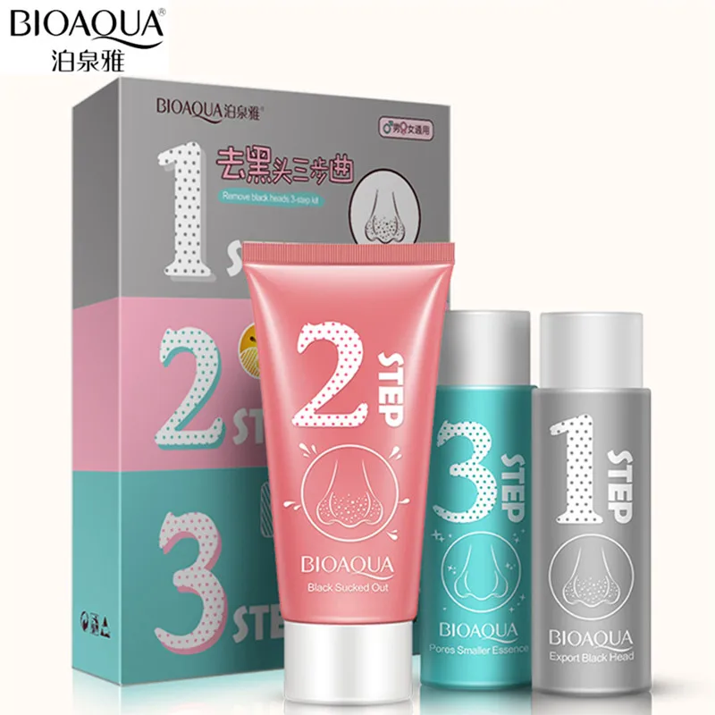 BIOAQUA 1 набор маска для носа 3 шага набор для удаления угрей, жидкий крем, эссенция, лечение, чистый косметический уход за лицом косметические маски