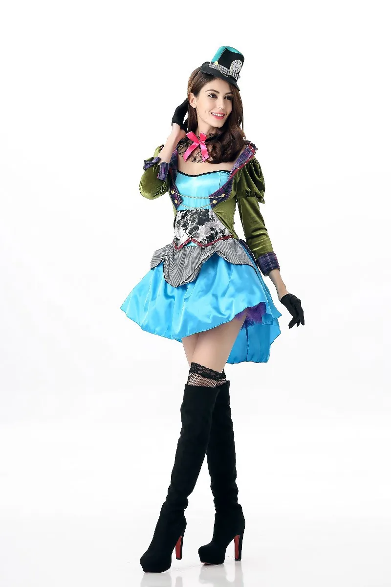 Женский костюм Алисы в стране Wonderland маскарадный Mad Hatter праздничная одежда на