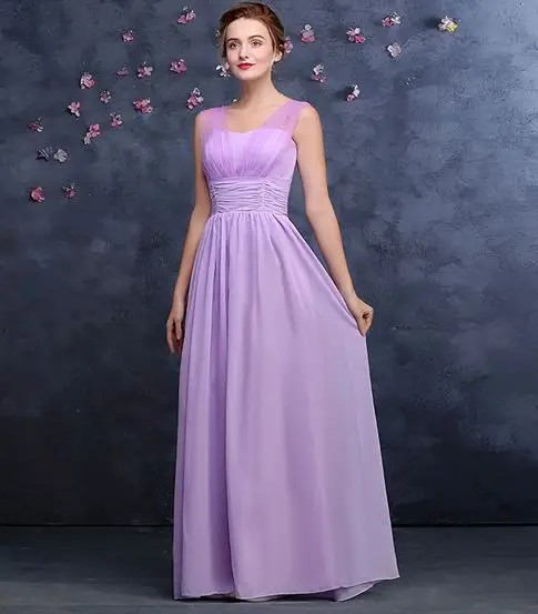 lilac Vestidos de madrinha Новое сексуальное шифоновое Тюлевое платье с v-образным вырезом трапециевидной формы мятно-зеленого цвета шампанского розового Королевского синего цвета лиловое платье подружки невесты длинное платье - Цвет: lilac