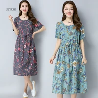 slyxsh new waist floral printed linen maternity dress 2018 spring summer fashion clothes for pregnant women pregnancy dresses