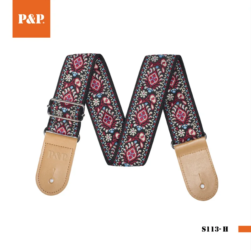 Вышитый гитарный ремешок для обработки музыкальных инструментов Национальный