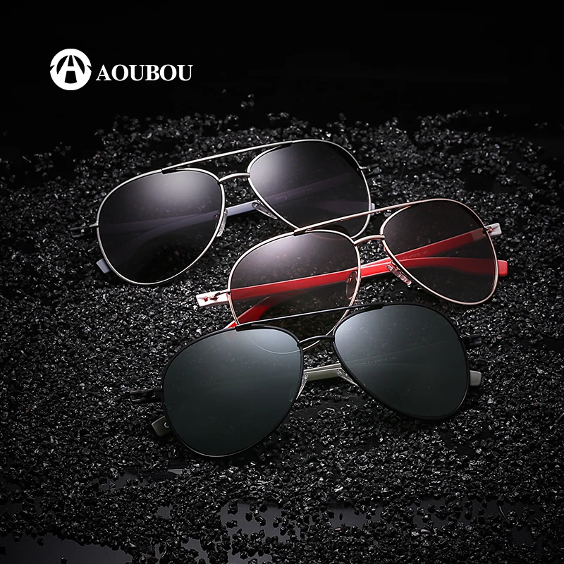 AOUBOU очки авиаторы солнцезащитные мужские поляризационные Зеленый УФ линзы