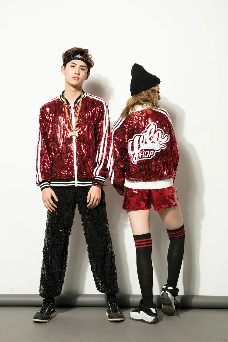 Новый DS хип-хоп женская футболка с длинными рукавами и блестками костюм