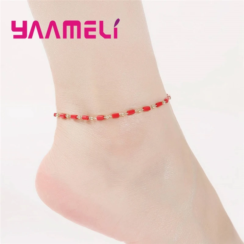 

Sweet Girls Candy color Beads Simple And Versatile Hot Fashion Handmade Anklet Fow Best Friend Birthday Jewelry Gift New
