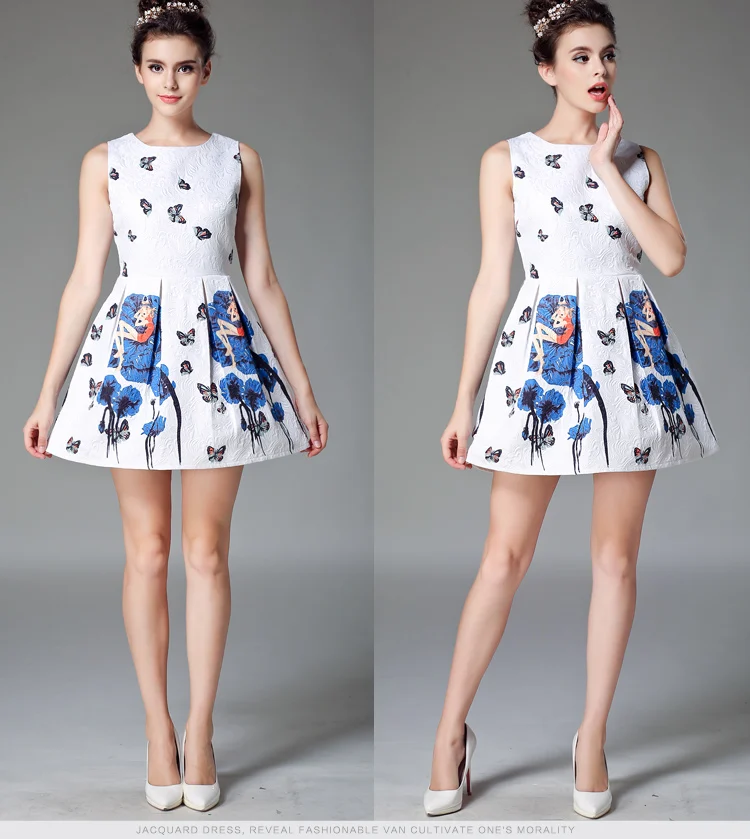 Новое поступление, Vestidos, летние повседневные платья с круглым вырезом, без рукавов, с принтом, женское винтажное платье принцессы, Черная Женская праздничная одежда