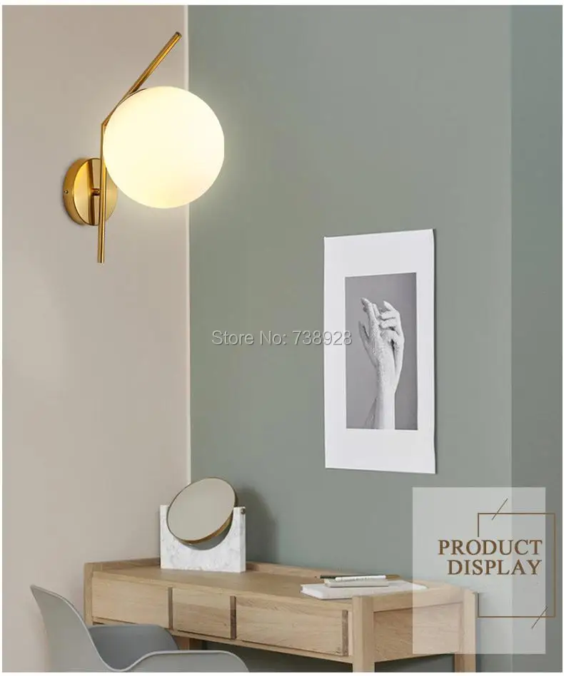 Стеклянный шар настенный светильник аппликация Мураль светильник Arandela Wandlamp Lampara Pared лестницы спальни светильники бра E27 скандинавские настенные светильники