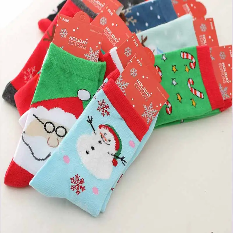 3 пары детских хлопковых утепленных колготок на осень зима новый год Санта Клаус