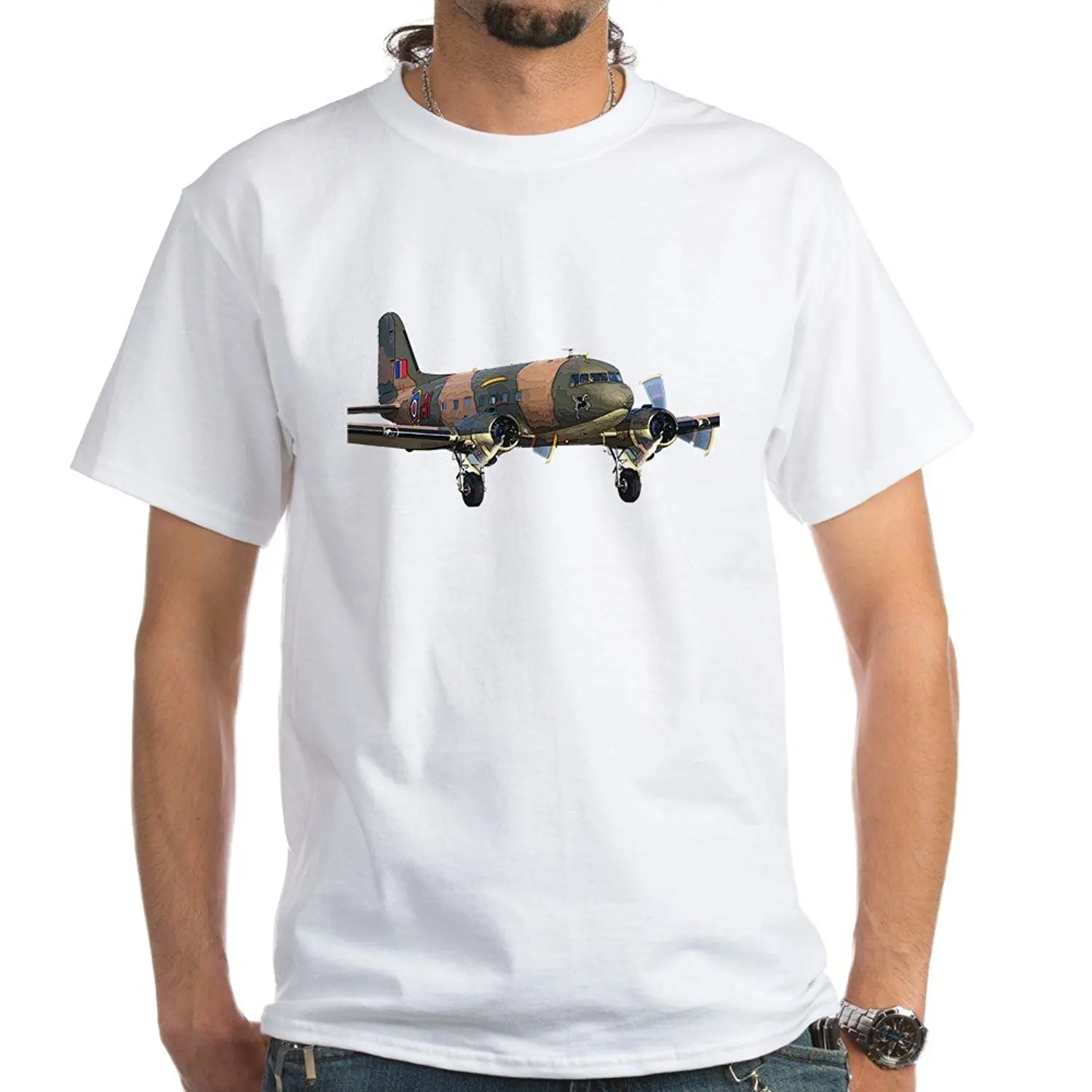 C 47 Skytrain футболка из 100% хлопка белый|Мужские футболки| |