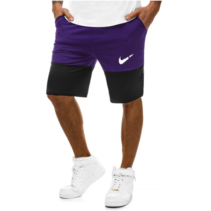 purple Nova Moda Homens лазер de Verao бермуды Na Altura Do Joelho лоскутное Cor APENAS quebrá подол короче спереди и длиннее сзади) Corredores Moletom Infantil Menino Homem бермуды е - Цвет: purple
