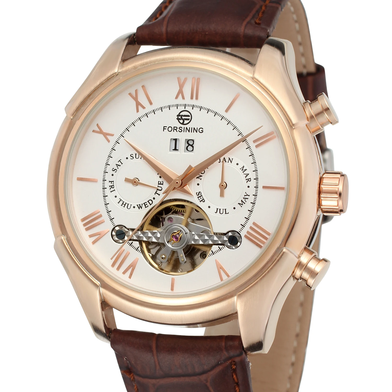 Часы наручные Forsining Мужские механические модные брендовые ретро часы скелетоны