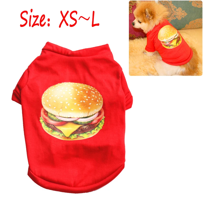 2018 Новая мода весна и лето хлопок Собака Футболка гамбургер Стиль Тедди bomei
