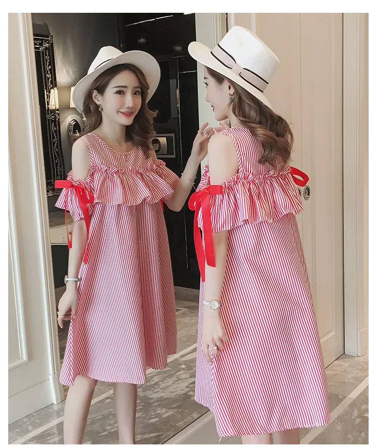 Платье для беременных без бретелек Полосатое платье кормящих матерей летнее