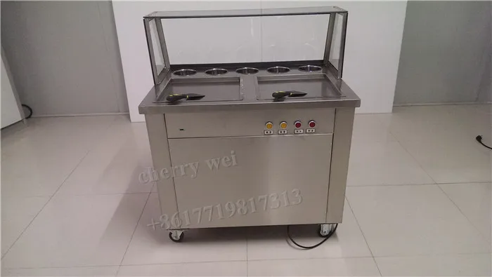 110V рулонная машина для готовки мороженого с одним компрессором пятью фрукты
