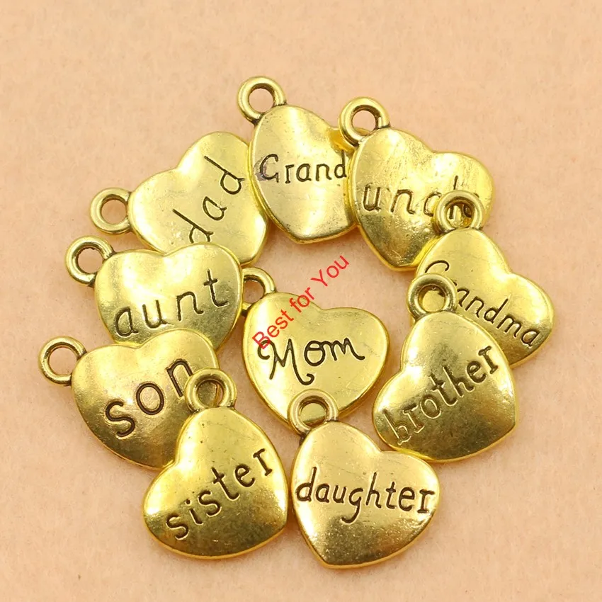 

Mom Heart Charm Antique Gold Color I love You to the Moon and Back Pendants Fashion Jewelry Diy Jewelry Making Handmade 15mm