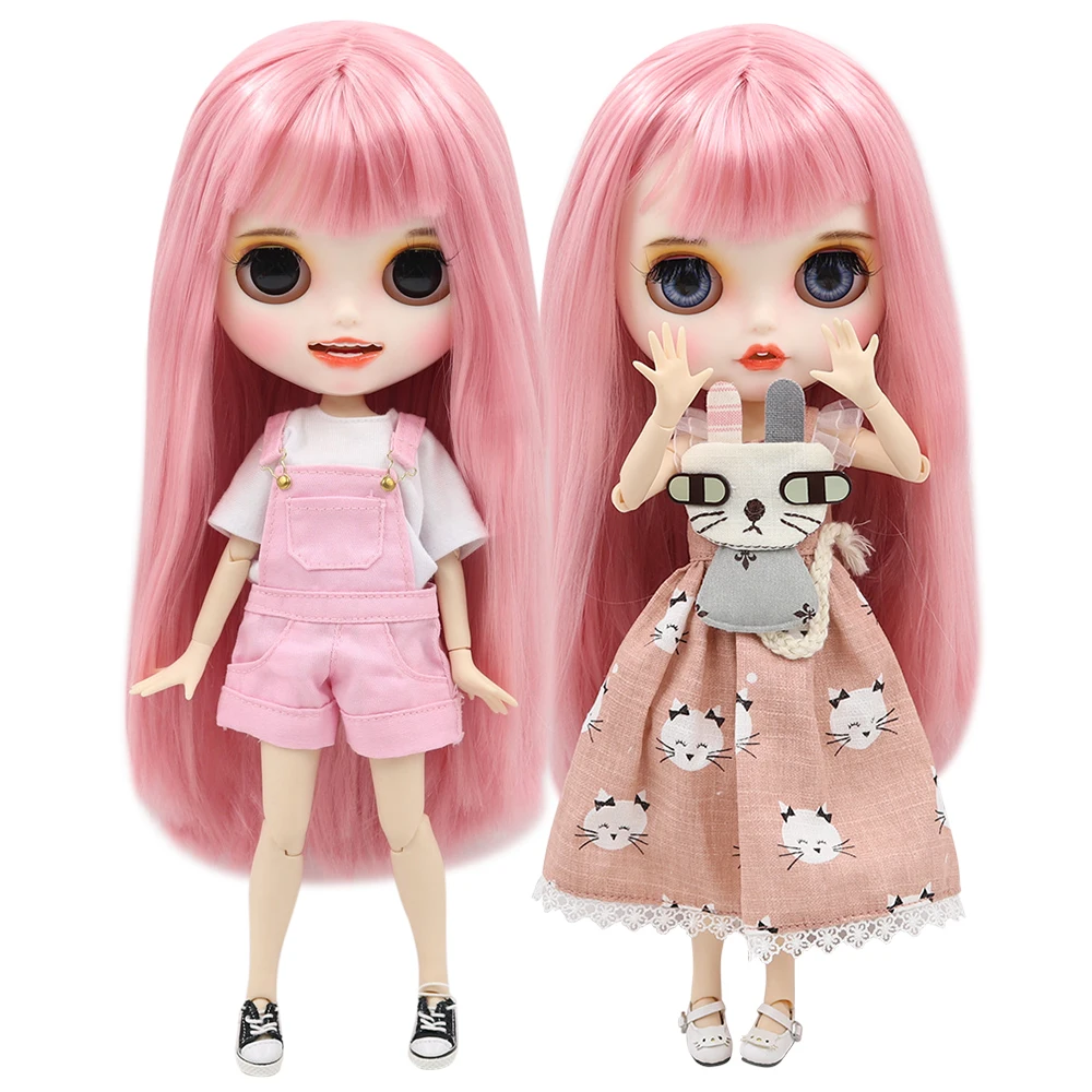 Кукла blyth шарнирная с белой кожей и прямыми розовыми волосами 30 см 1/6|Куклы| |